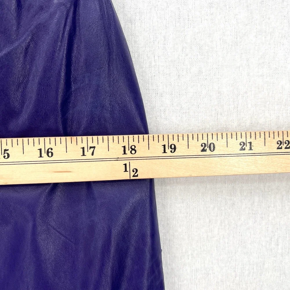 BAGATELLE Vintage 80’s Leather Pencil Skirt Womens 10 Purple Knee Length Pockets